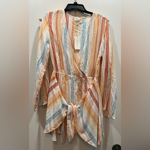 NWT $162 L*Space Kristy Dress Large Tie Soft Striped - Picture 2 of 7